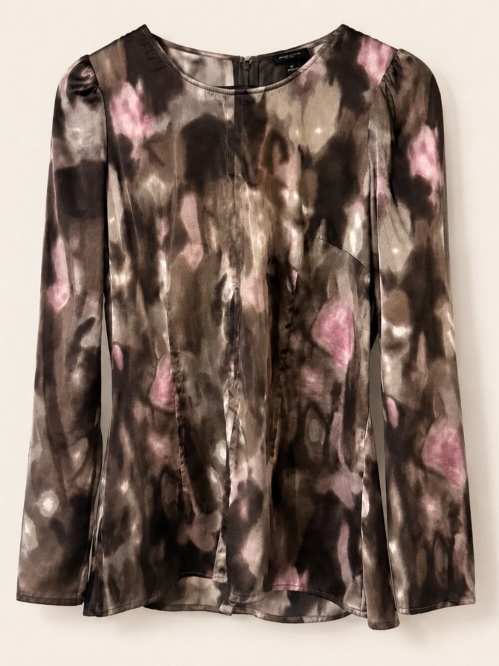 Ann Taylor Silk Abstract Watercolor Ruched Blouse 6